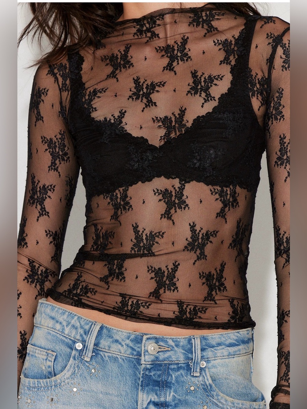 Free People Intimately NWT Lady Lux Layering Top Black Size XS